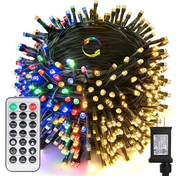 164FT 500 LED Christmas Fairy Lights, Warm White & Multi...